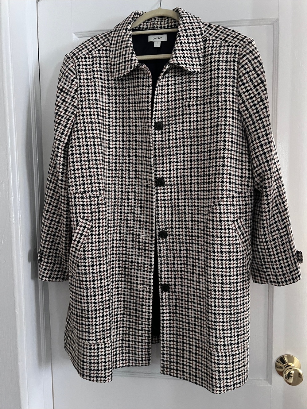 Macy’s Women's Checked Car Coat Fall size L